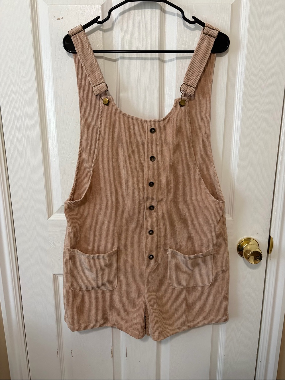 SHEIN Beige Corduroy Short Overalls